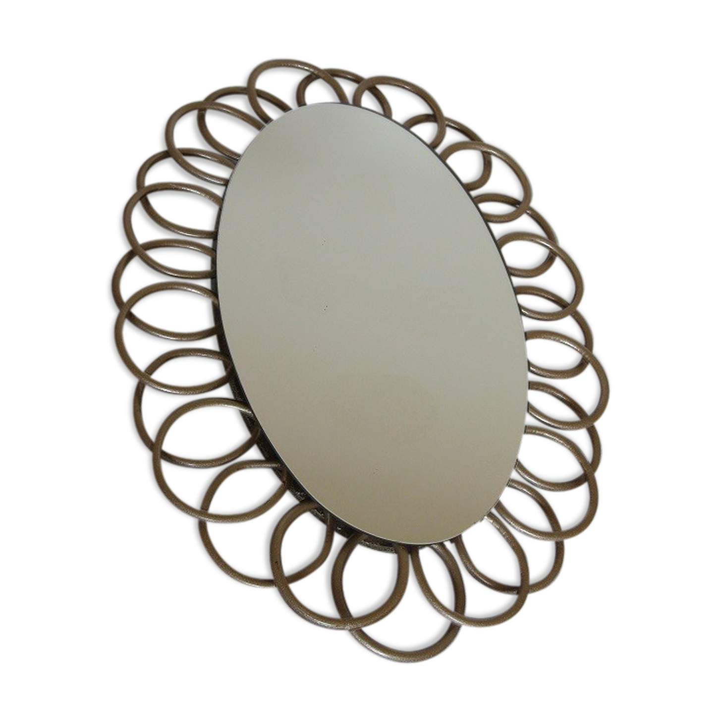 Mirror oval rattan 29cm x 40cm