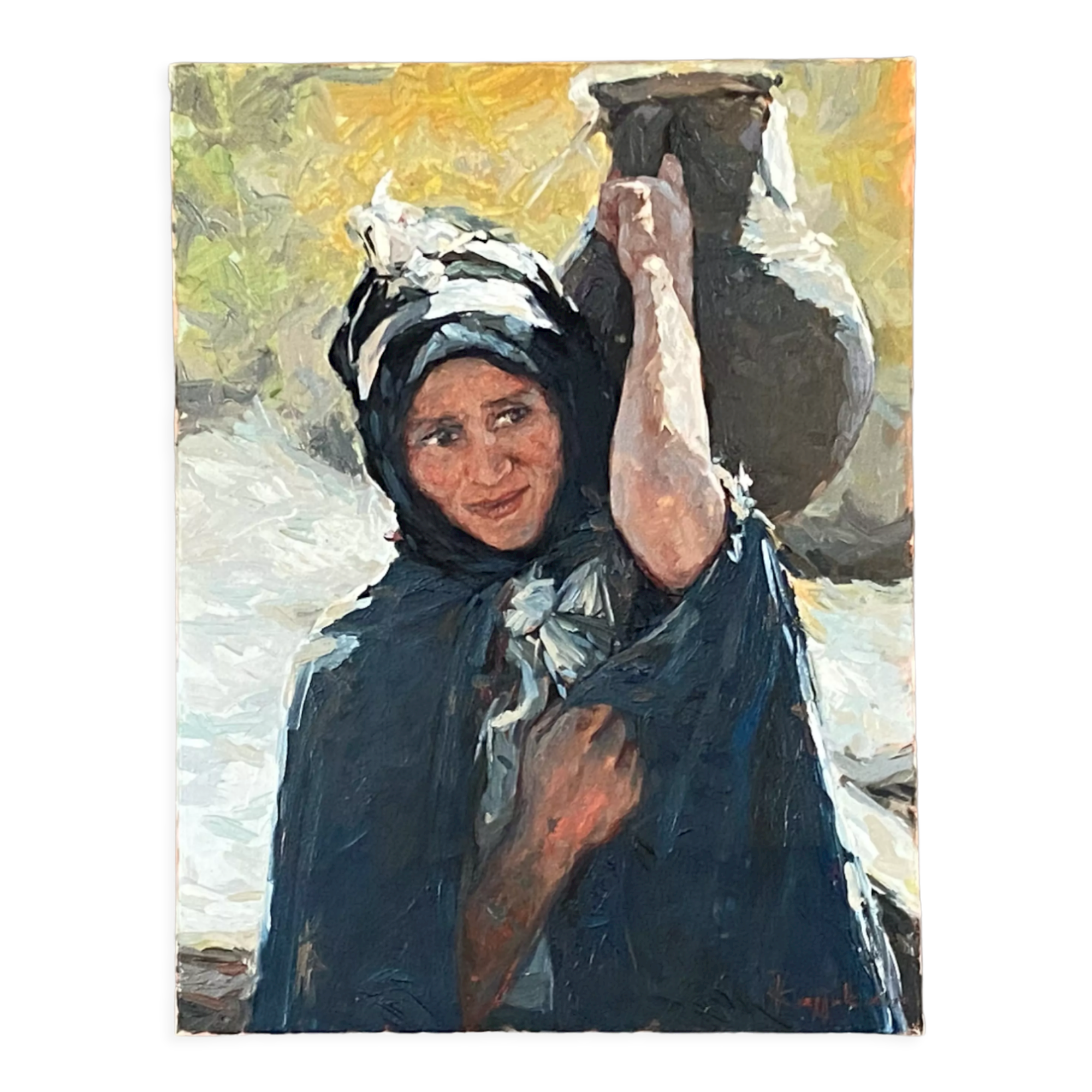 Orientalist painting "Water carrier" 1940/60