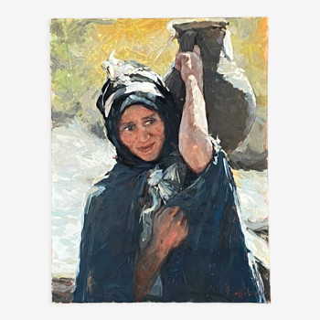 Orientalist painting "Water carrier" 1940/60