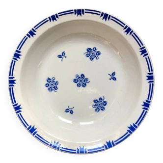 Sarreguemines hollow serving dish with blue stencil