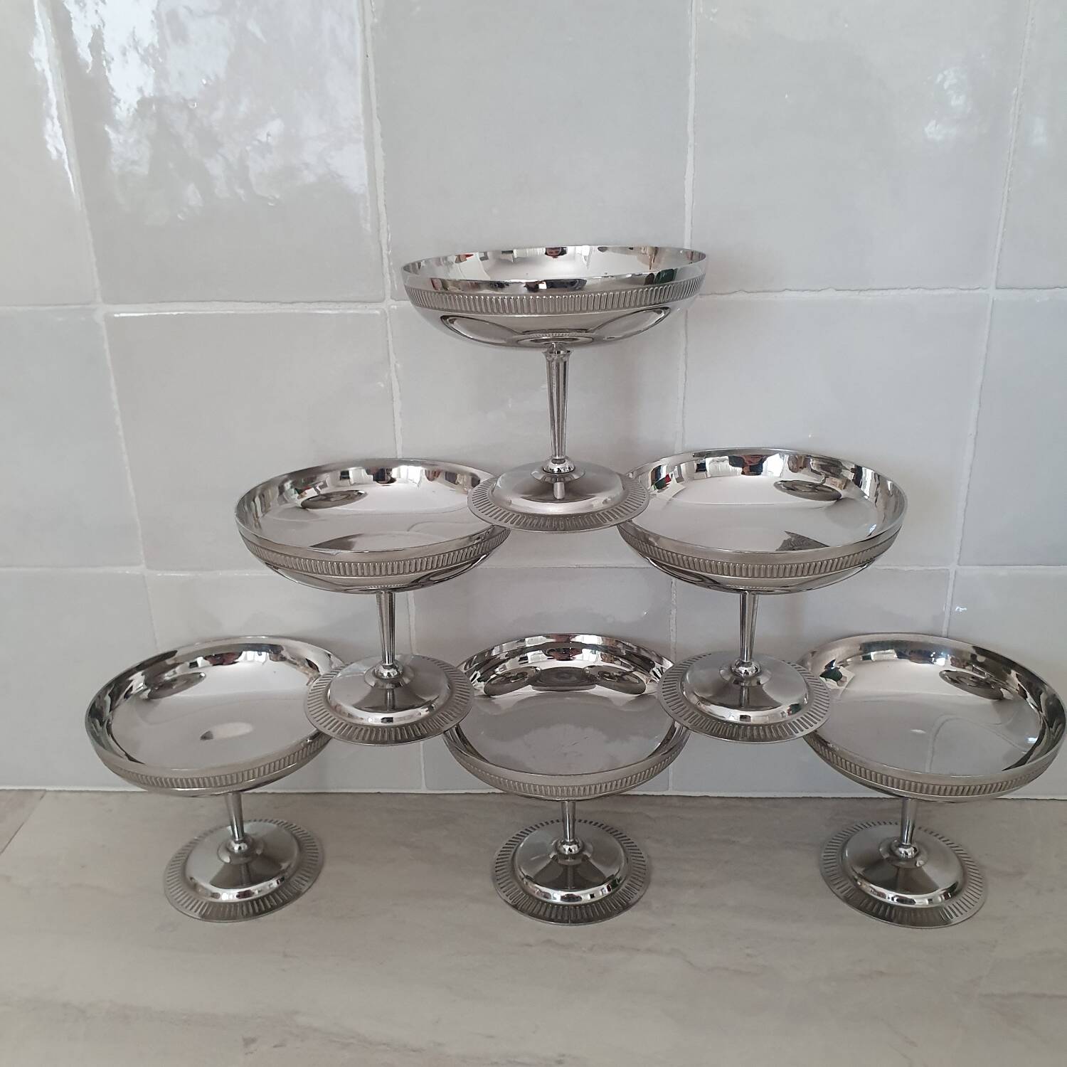 Chrome-plated stainless steel dessert bowls Jean Couzon