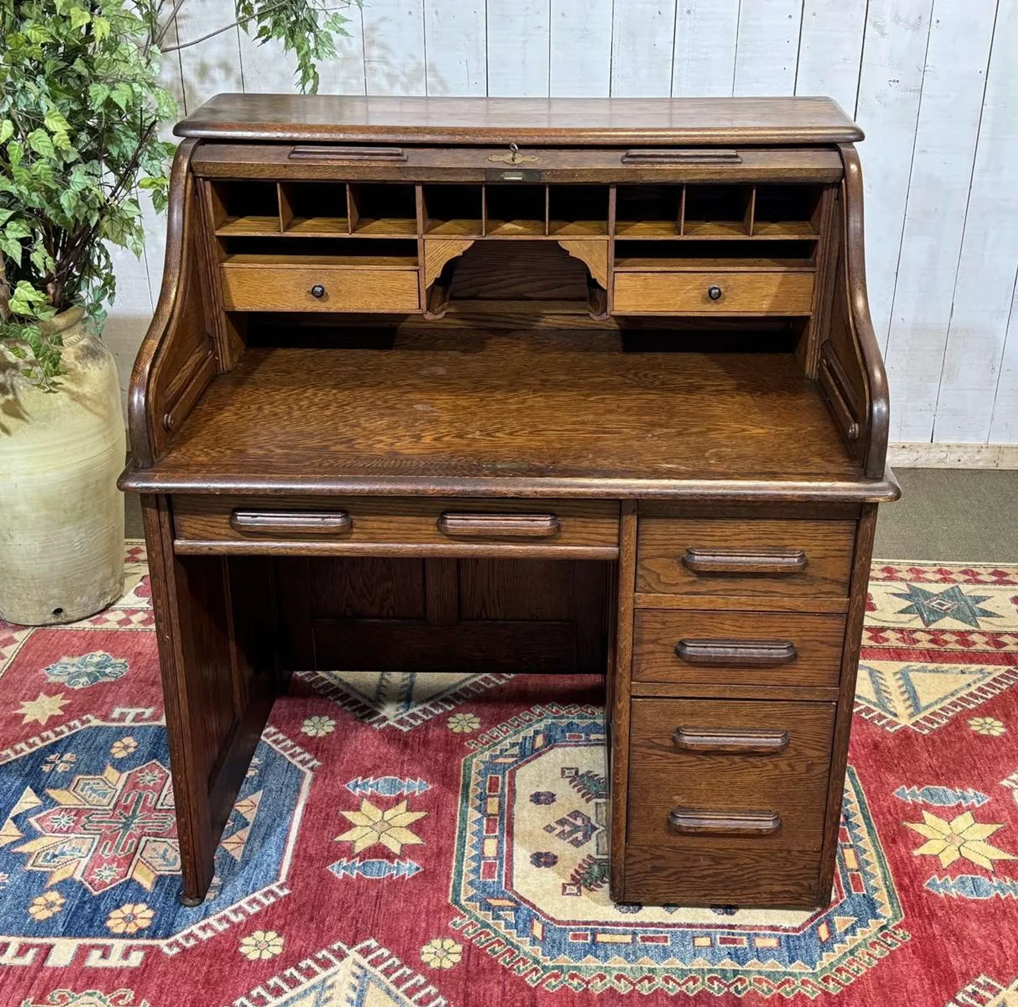 Bureau à cylindre en chêne
