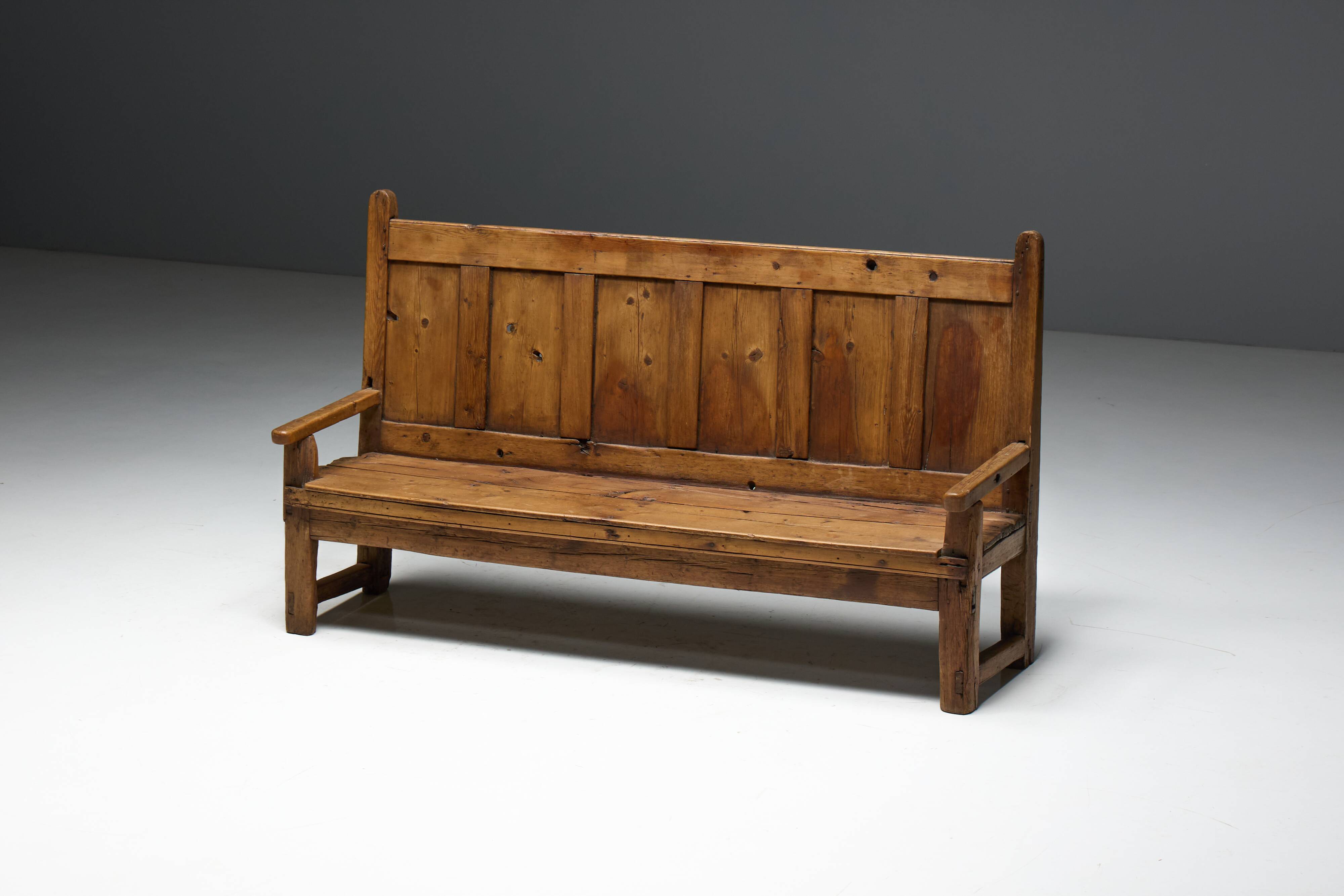 Rustic Travail Populaire Bench, France, 19th Century