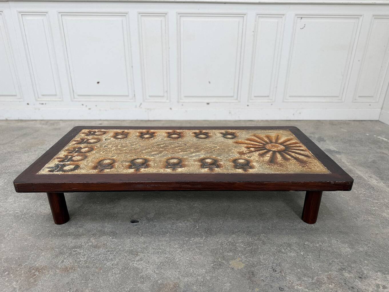 Enamelled lava coffee table 1950 Chaty Vallauris