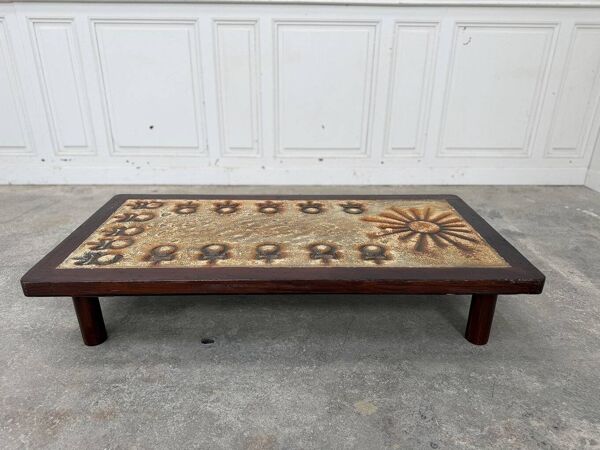 Table basse lave émaillée 1950 Chaty Vallauris