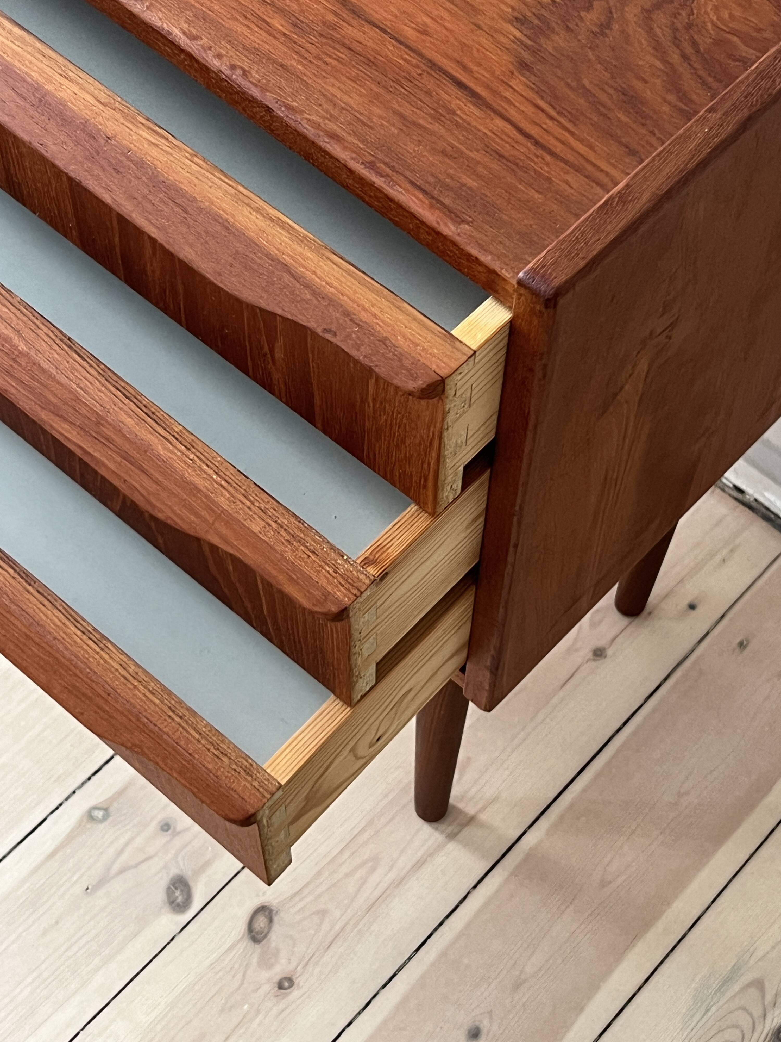 Danish vintage set of chest of drawers and mirror, teak, 1960s