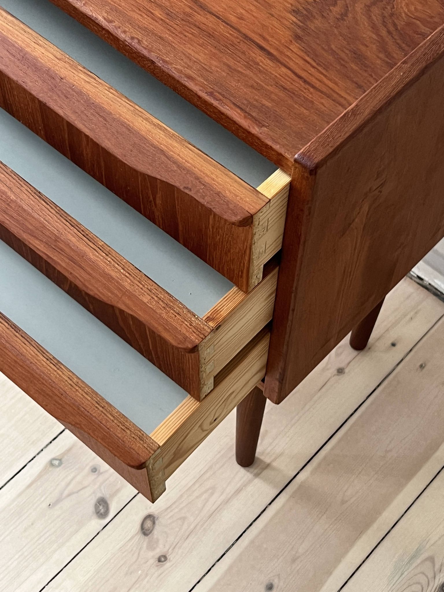 Danish vintage set of chest of drawers and mirror, teak, 1960s