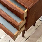 Danish vintage set of chest of drawers and mirror, teak, 1960s