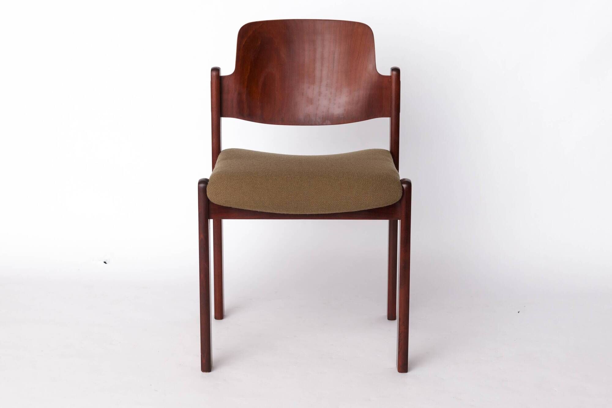 1 of 9 Vintage Lübke Stacking Chair, 1970s German Design, Dark Beech Wood