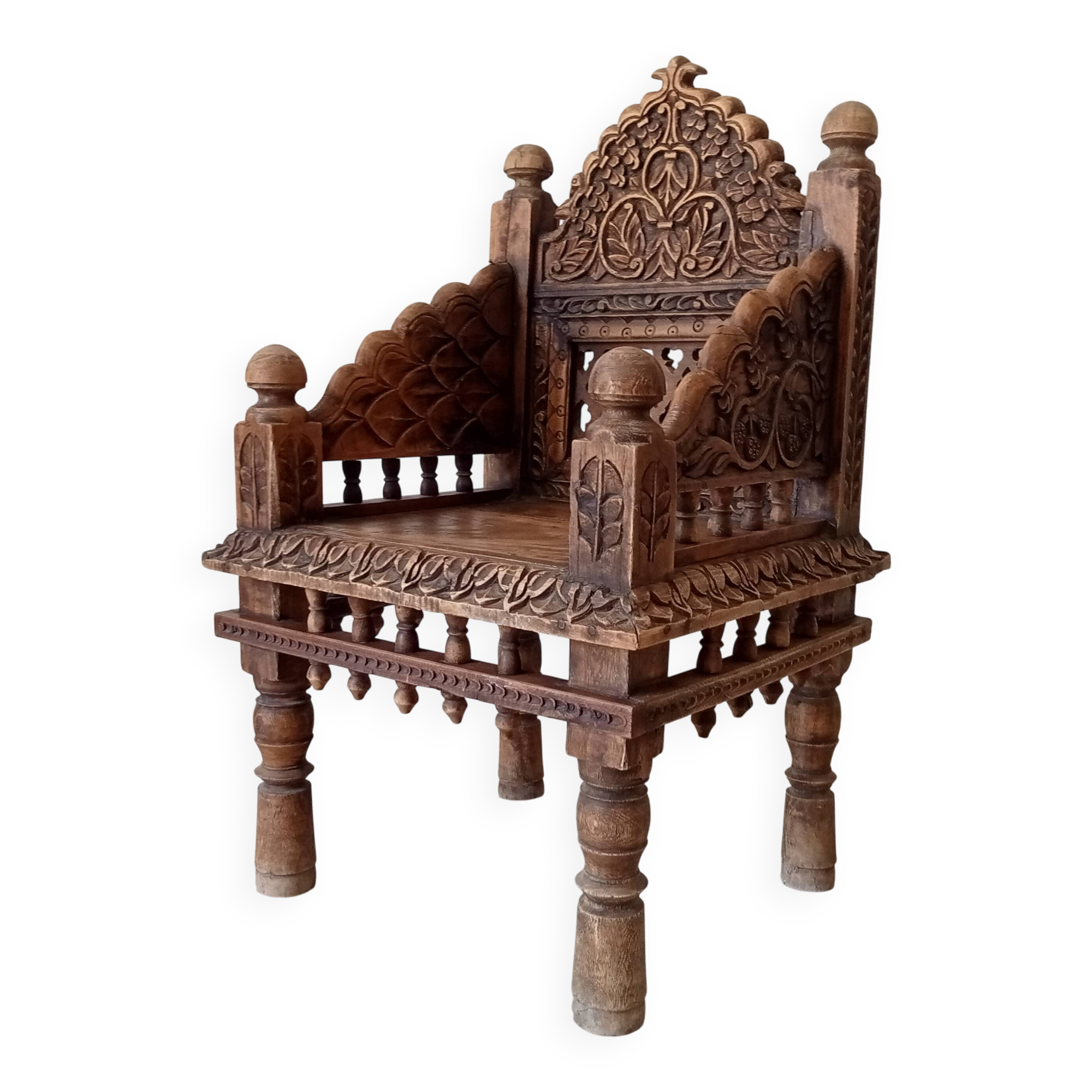 Fauteuil Ancien Pidha Rajasthan XIXeme en Palissandre