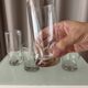 Set of 4 Vintage Sculptural Drinking Glasses | Thick Glass Tumblers & Highb