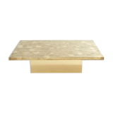 Table basse Belge en laiton gravé signée Christian Krekels 1970