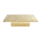 Table basse Belge en laiton gravé signée Christian Krekels 1970