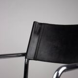 Pair of Matteo Grassi MG5 chairs in black leather and chrome