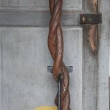 Liane and metal floor lamp with perforated leather shade featuring elephant patterns, lise.