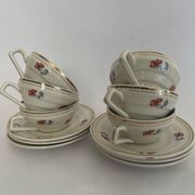 6 cups and saucers - Porcelor Babel Ceranord Saint Amand