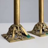Pair of Antique French copper candlesticks in Baroque style, 1900s
