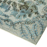 Handwoven overdyed oriental 1970s 185 cm x 295 cm blue carpet