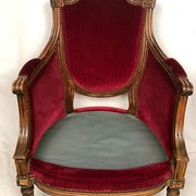 Louis XVI style shepherdess trimmed with dark red velvet, early nineteenth