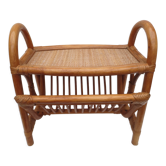 Wicker and rattan magazine holder in golden oak color