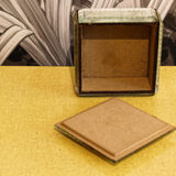 Beveled glass box, engraved.
