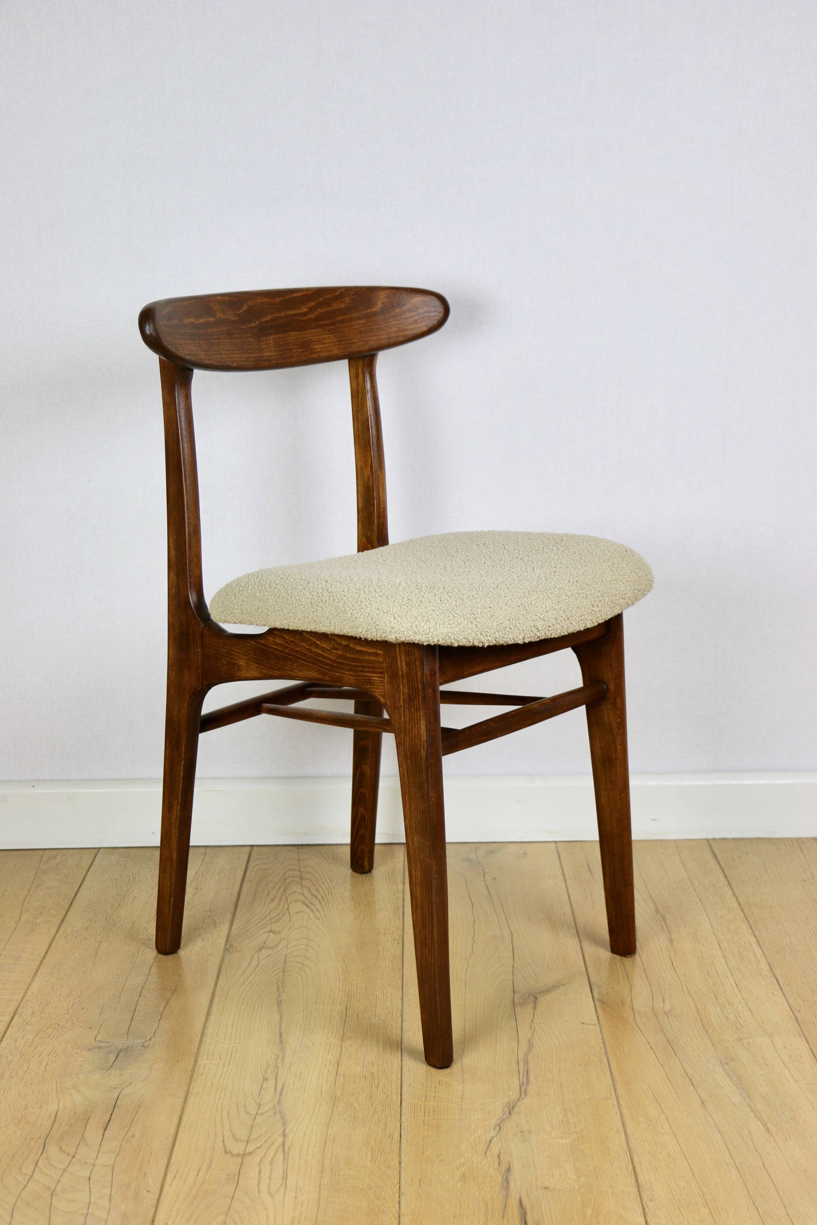 Chaises vintage Hałas beige bouclé - lot de 3