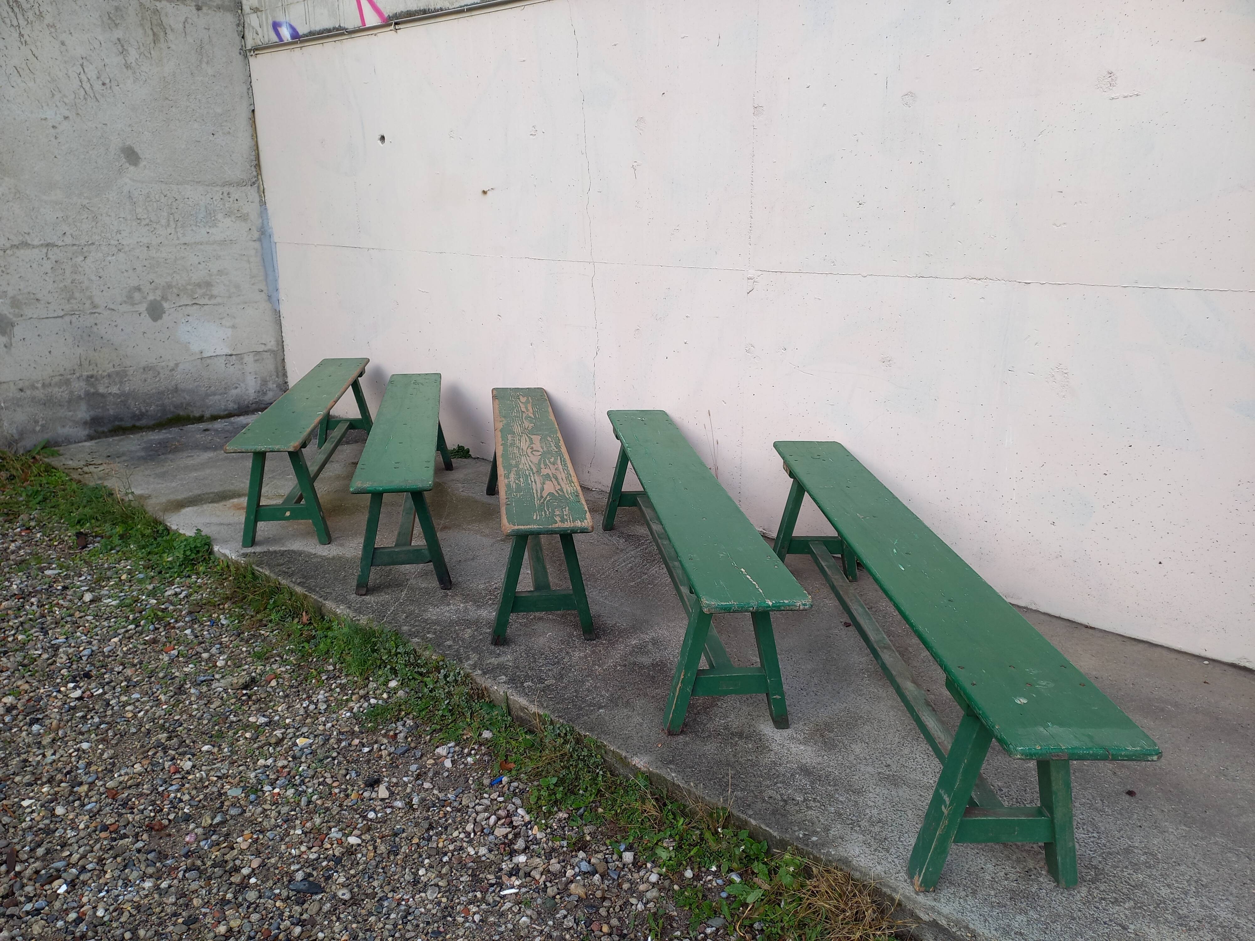 Benches of guinguettes, lot of 5