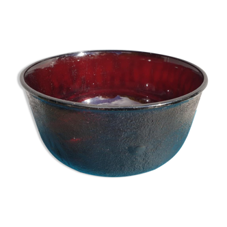Salad bowl Sierra glass ruby granite frosted Arcoroc 1970