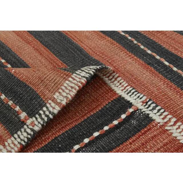 1970s  Turkish Oushak Handmade Wool Cotton Orange Runner Rug 125x376