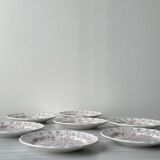 Assiettes à dessert ancienne joli motif floral rose