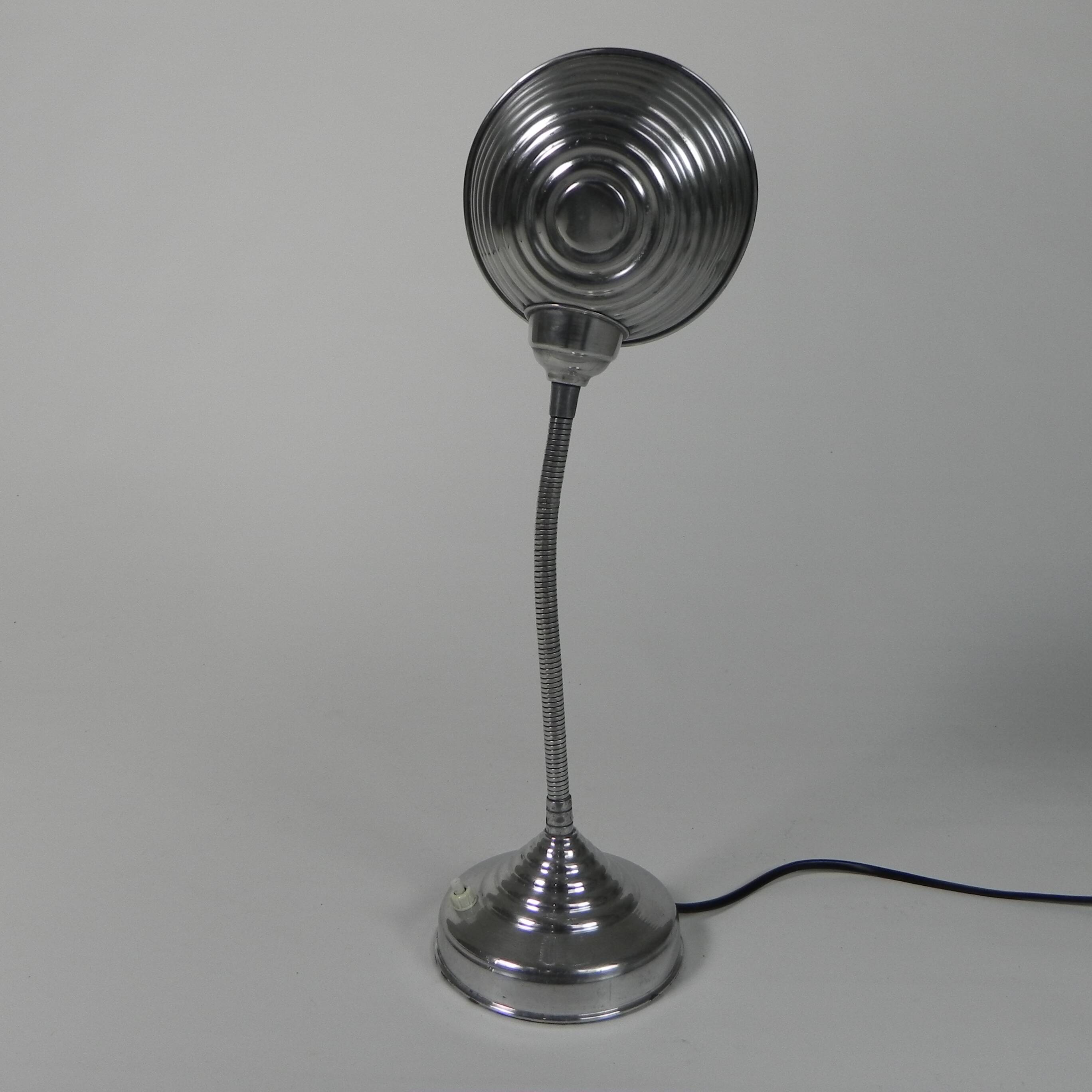 Aluminum vintage desk lamp with bending rod, 1950s
