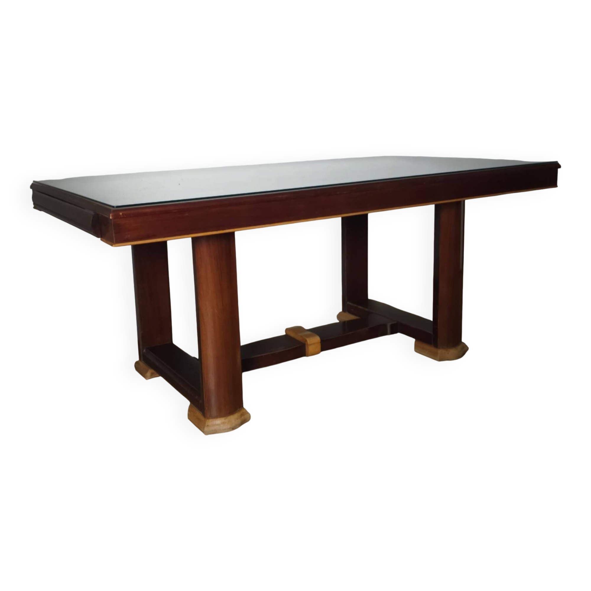 Table architecturale style Art Déco & tiroirs secrets (1970)