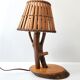 Vintage lamp wood & rattan 1950