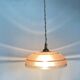 Pink glass suspension, fabric cable, ceramic ceiling lamp