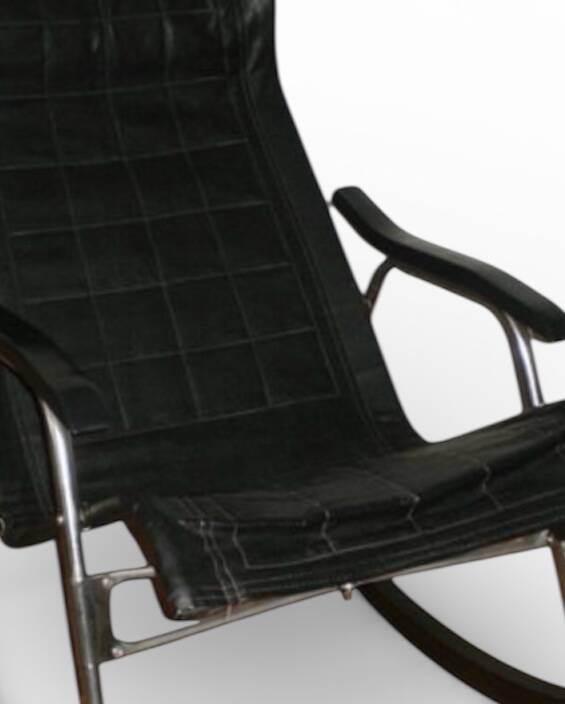 Rocking chair by Takeshi Nii - Leather and wood - 60s