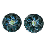 Set of 2 Saint Clément oyster plates in slip