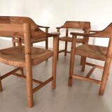 Rainer Daumiller Dining Chairs in Pine and Paper Cord, 1970s