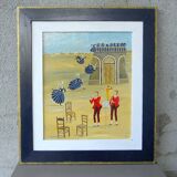 Contemporary painting panel signed c. perret swiss painter.