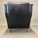 High black leather armchair “scandinavian design” 1950.