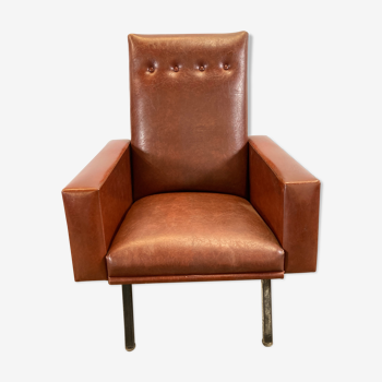 Vintage armchair faux burgundy leather