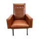 Fauteuil vintage simili cuir bordeaux