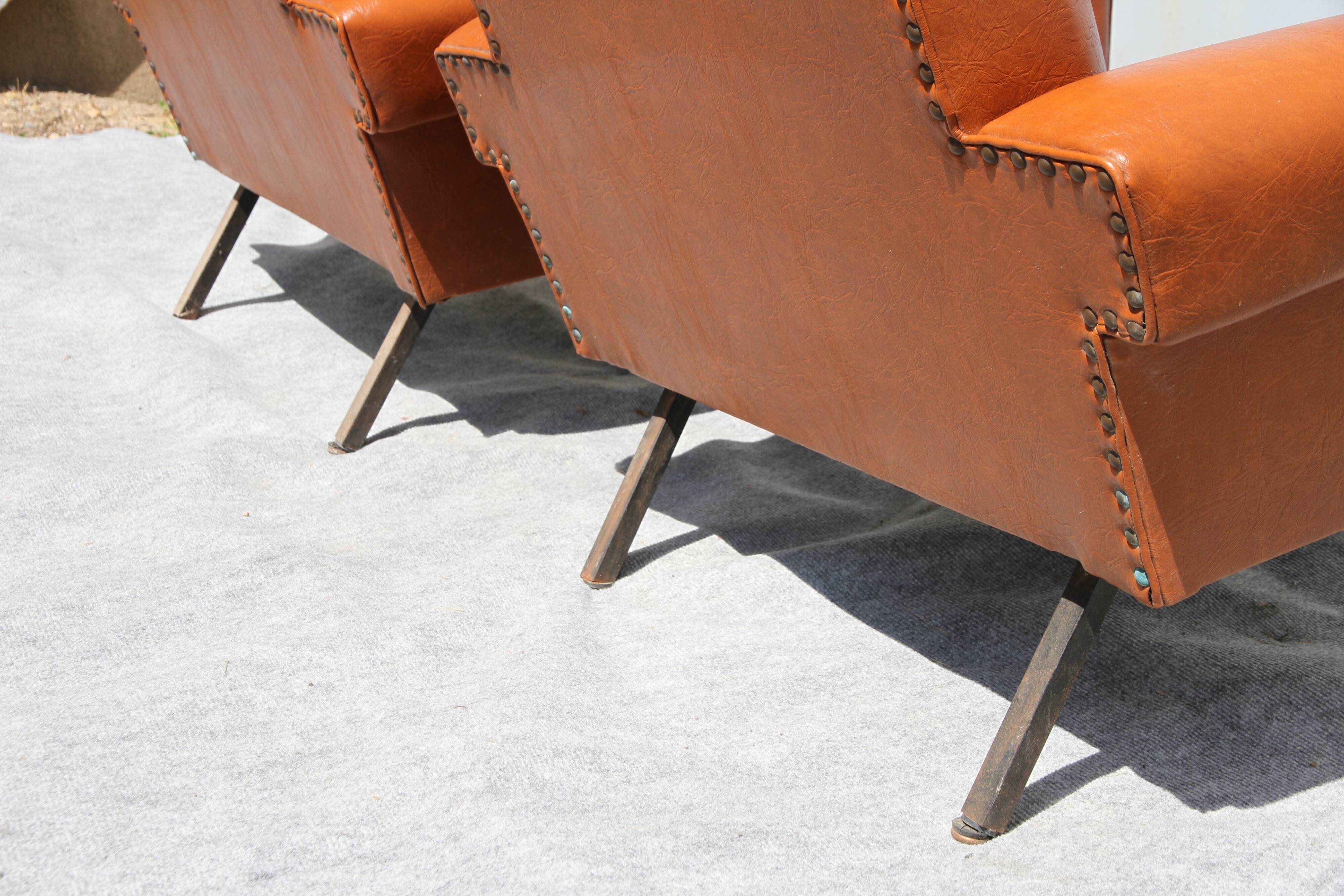 Pair of armchairs in skai, 20th century