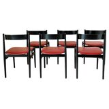 Italian Modern Dining Chairs Set of Six, Gianfranco Frattini for Cassina, Italy 1960 's