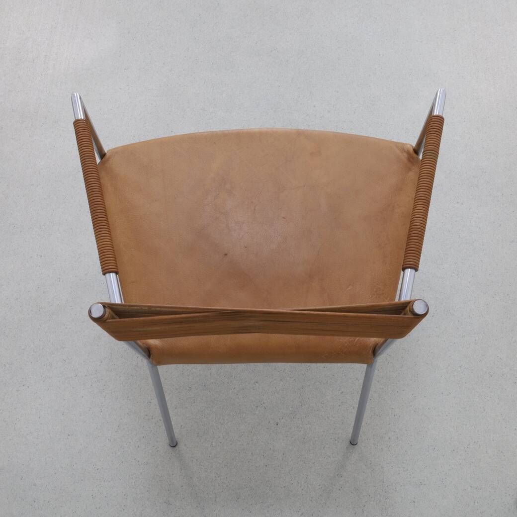 2x Arm Chair in Leather and Stainless steel by Gerard van den Berg, 1990s