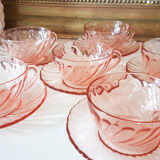 Lot of 6 Pink Tea Cups - Rosaline Subcups ARCOROC LUMINARC Tea Service
