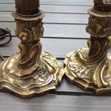 Pair of bronze bedside lamp, 19th