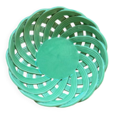 Green woven ceramic basket