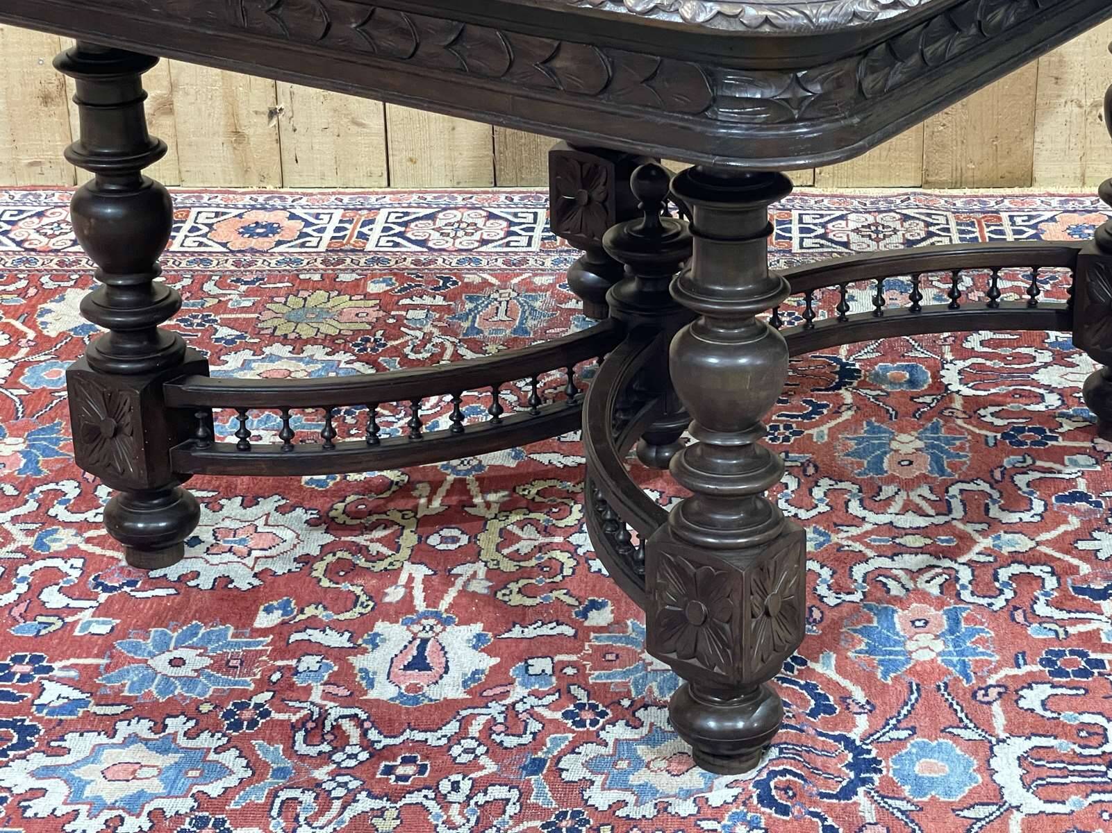 Oak dining table with beech base and 3 extensions