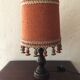 Table lamp wood and jute with pompoms