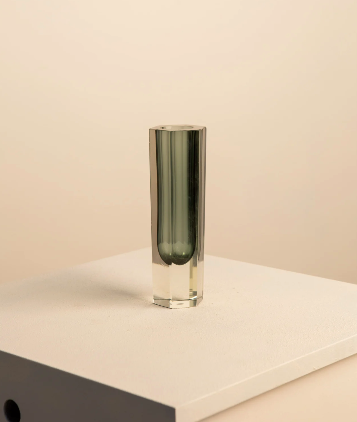 Black "Hexagone" vase by Flavio Poli for Seguso 70's